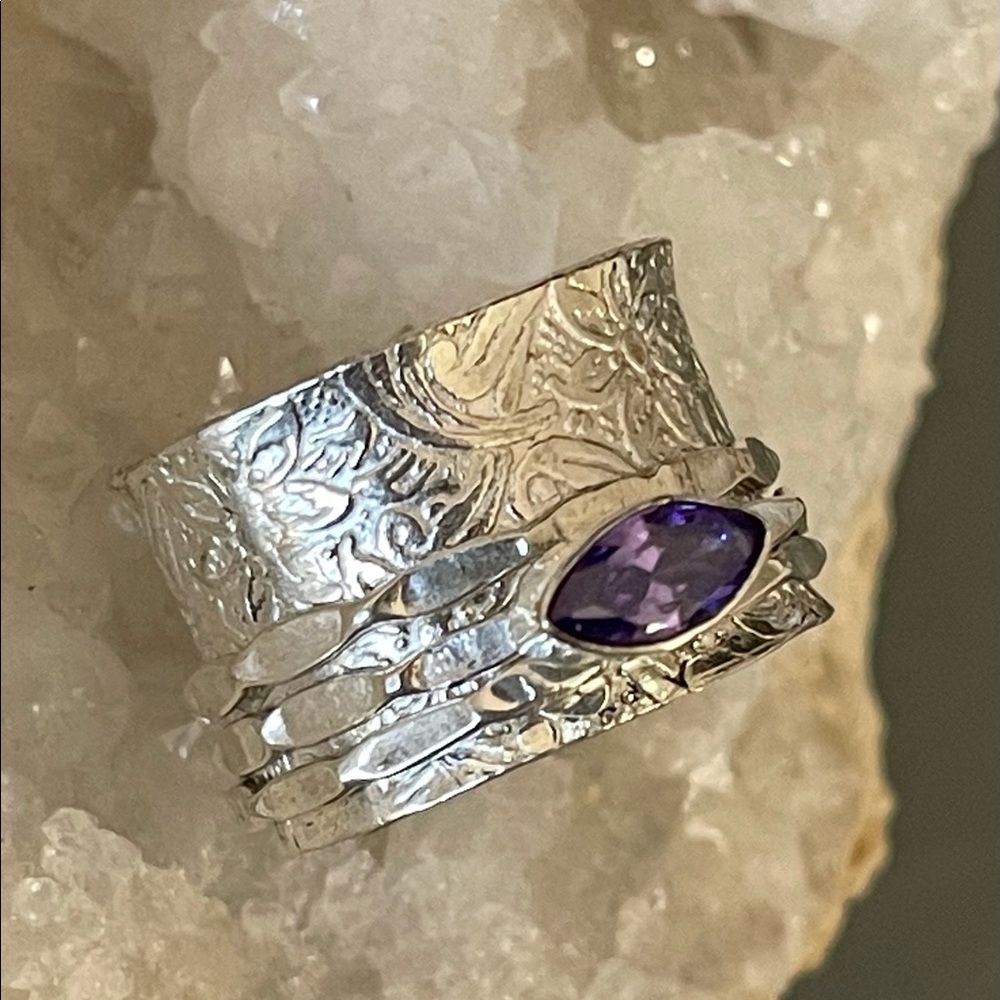 Amethyst Sterling Silver Spinner Ring - image 3
